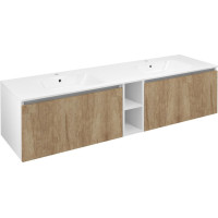 Sapho LOREA skříňka s dvojumyvadlem 181x46x51, 5cm (80+20+80cm), dub alabama/bílá mat LE080-2231-05
