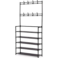 Předsíňový věšák s 5 policemi FRIDA 80x26x172 cm - černý