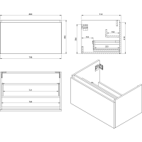 Sapho LOREA skříňka s umyvadlem 101x46x51, 5cm (80+20cm), levá, bílá mat LE080-3131-L-01