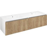 Sapho LOREA skříňka s dvojumyvadlem 161x46x51, 5cm (80+80cm), dub alabama/bílá mat LE080-2231-02