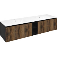 Sapho LOREA skříňka s dvojumyvadlem 181x46x51, 5cm (80+20+80cm), dub collingwood/černá mat LE080-1935-07