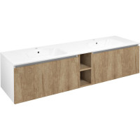 Sapho LOREA skříňka s dvojumyvadlem 181x46x51, 5cm (80+20+80cm), dub alabama/bílá mat LE080-2231-06