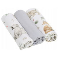 Dětské mušelínové pleny BABYMAM PREMIUM 60x75 cm - sada 3 ks - Lesní zvířátka