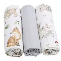 Dětské mušelínové pleny BABYMAM PREMIUM 60x75 cm - sada 3 ks - Lesní zvířátka