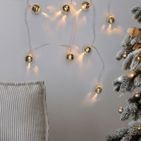 Solight LED vánoční řetěz rolničky, 10x LED, zlatá, 1,5m, 2x AA