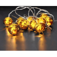 Solight LED vánoční řetěz rolničky, 10x LED, zlatá, 1,5m, 2x AA