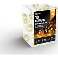 Solight LED vánoční řetěz rolničky, 10x LED, zlatá, 1,5m, 2x AA
