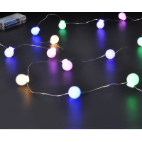 Solight LED vánoční řetěz barevné koule, 20x LED, 2m, 2x AA
