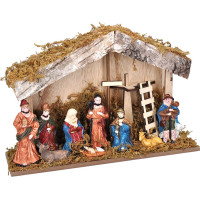 Solight LED dřevěný betlém podsvícený, 26x17cm, 6x LED, 2x AA
