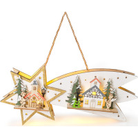 Solight LED vánoční kometa, 10x LED, dřevěná, 30cm