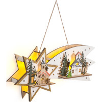 Solight LED vánoční kometa, 10x LED, dřevěná, 30cm