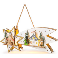 Solight LED vánoční kometa, 10x LED, dřevěná, 30cm