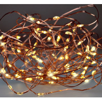 Solight vánoční řetěz měděný, 50x mini LED, 5m, 3 x AA, teplé světlo