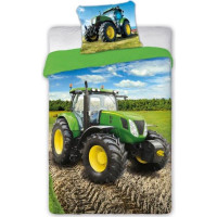 Bavlněné povlečení ZELENÝ TRAKTOR - zelené - 160x200 cm