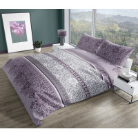 Saténové povlečení PURE SATEEN Flowers - fialové/šedé - 220x200 cm