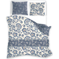 Saténové povlečení PURE SATEEN Ornamenty - modré/béžové - 220x200 cm