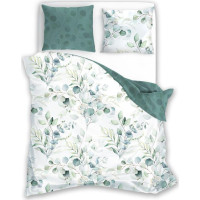 Saténové povlečení MILAGRO VERDE Větvičky - bílé/zelené - 140x200 cm