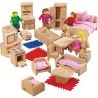Bigjigs Toys Sada nábytku do domečku a postaviček rodiny