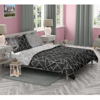 Saténové povlečení MILAGRO VERDE Fragments - černé/šedé - 140x200 cm