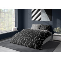 Saténové povlečení MILAGRO VERDE Fragments - černé/šedé - 140x200 cm