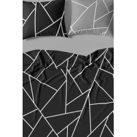 Saténové povlečení MILAGRO VERDE Fragments - černé/šedé - 160x200 cm