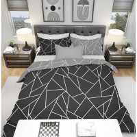 Saténové povlečení MILAGRO VERDE Fragments - černé/šedé - 140x200 cm