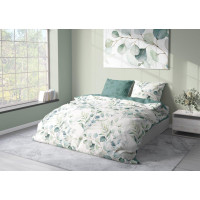 Saténové povlečení MILAGRO VERDE Větvičky - bílé/zelené - 140x200 cm