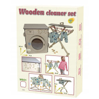 Dřevěná pračka s příslušenstvím - přírodní