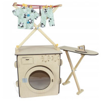 Dřevěná pračka s příslušenstvím - přírodní