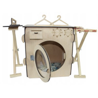 Dřevěná pračka s příslušenstvím - přírodní