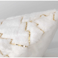 Povlak na polštář SPARKLE Stromečky - imitace kožešiny - 45x45 cm - bílý/zlatý