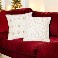 Povlak na polštář SPARKLE Stromečky - imitace kožešiny - 45x45 cm - bílý/zlatý