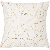 Povlak na polštář SPARKLE Stromečky - imitace kožešiny - 45x45 cm - bílý/zlatý