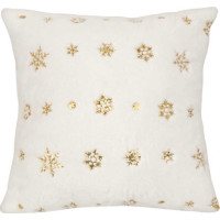 Povlak na polštář SPARKLE Vločky - imitace kožešiny - 45x45 cm - bílý/zlatý
