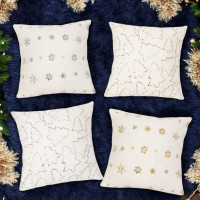 Povlak na polštář SPARKLE Vločky - imitace kožešiny - 45x45 cm - bílý/stříbrný