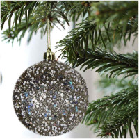Vánoční závěsné baňky na stromeček LUXE 8 cm - 6 ks - stříbrné