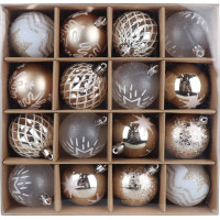 Vánoční závěsné baňky na stromeček FESTIVE 6 cm - 16 ks - bílé/zlaté