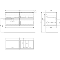 Aqualine PANEDA umyvadlová skříňka 119x55x45, 2cm, bílá PN212