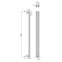 Sapho PILON otopné těleso 122x1800mm, se dvěma háčky pro ručník, černá mat IZ124T
