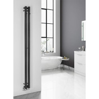 Sapho PILON otopné těleso 122x1800mm, se dvěma háčky pro ručník, černá mat IZ124T
