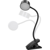 Solight LED stolní nabíjecí lampička, 2W, 210lm, 3CCT, černá, clip