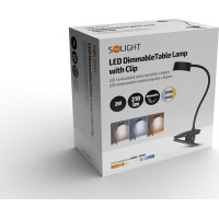 Solight LED stolní nabíjecí lampička, 2W, 210lm, 3CCT, černá, clip