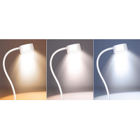 Solight LED stolní nabíjecí lampička, 2W, 210lm, 3CCT, bílá, clip