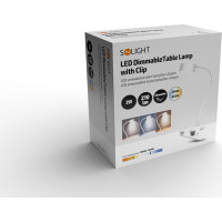 Solight LED stolní nabíjecí lampička, 2W, 210lm, 3CCT, bílá, clip