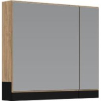 Koupelnová závěsná skříňka se zrcadlem DUESA 80 cm - dub zlatý/černá