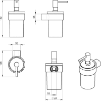 Gedy PIRENEI dávkovač mýdla 110 ml, mléčné sklo, gun metal PI8181