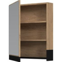 Koupelnová závěsná skříňka se zrcadlem DUESA 60 cm - dub zlatý/černá