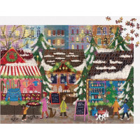 Galison Fóliové puzzle Joy Laforme Vánoční trhy 1000 dílků
