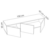 Televizní stolek MODERN - 150x40x35 cm - s madly a nohami - dub craft zlatý