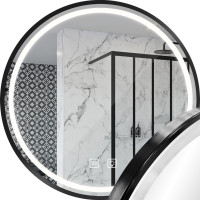 Kulaté zrcadlo IDEAL BLACK 70 cm - s LED podsvícením a vyhříváním